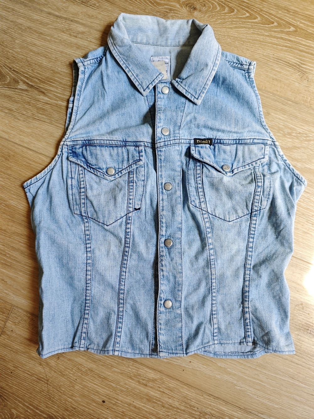 Vintage Y2K Diesel Light Blue Denim Vest